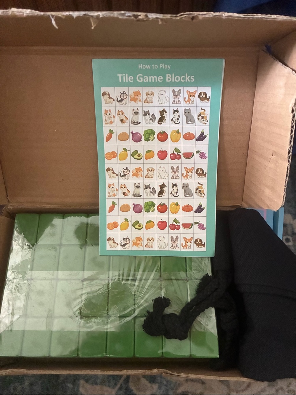 GRACIAS 4 Players Mahjong Block Set, 128 Green Tiles(1.18”) with Animal and Food - Picture 8 of 9